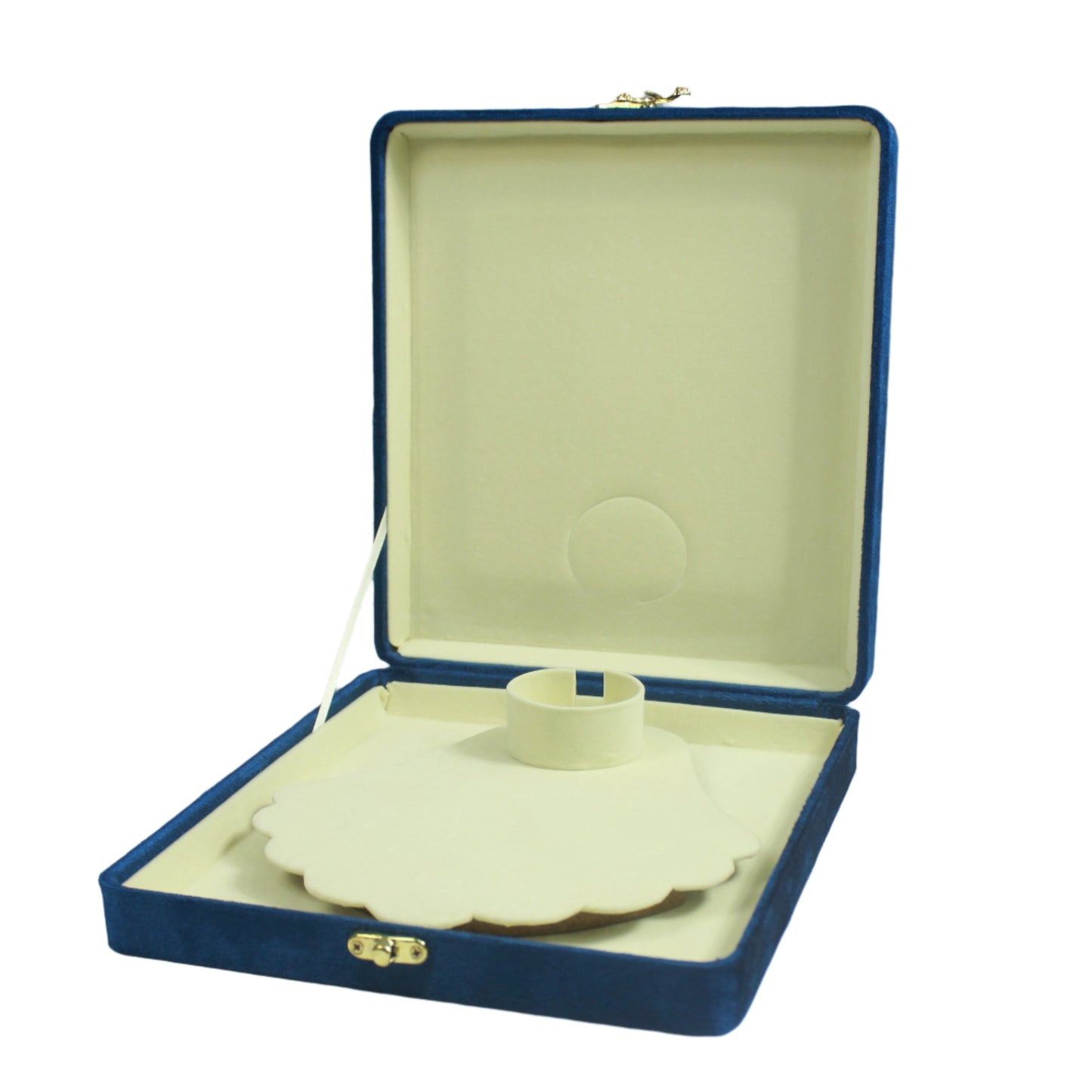 Gold Box Blue Velvet Jewelry Boxes