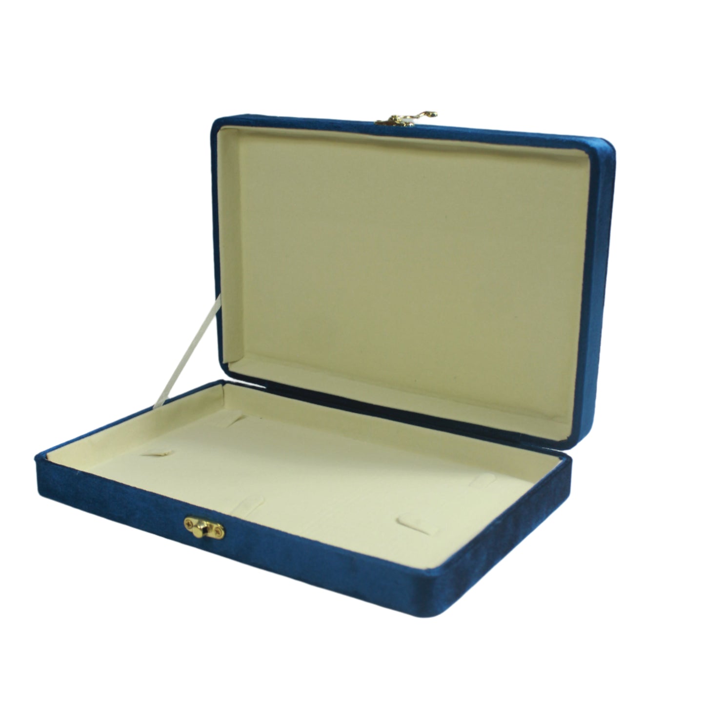 Gold Box Blue Velvet Jewelry Boxes