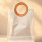 Medium frosted PVC gift bag with round brown stitched handle