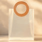 Extra large frosted PVC gift bag with round brown stitched handle