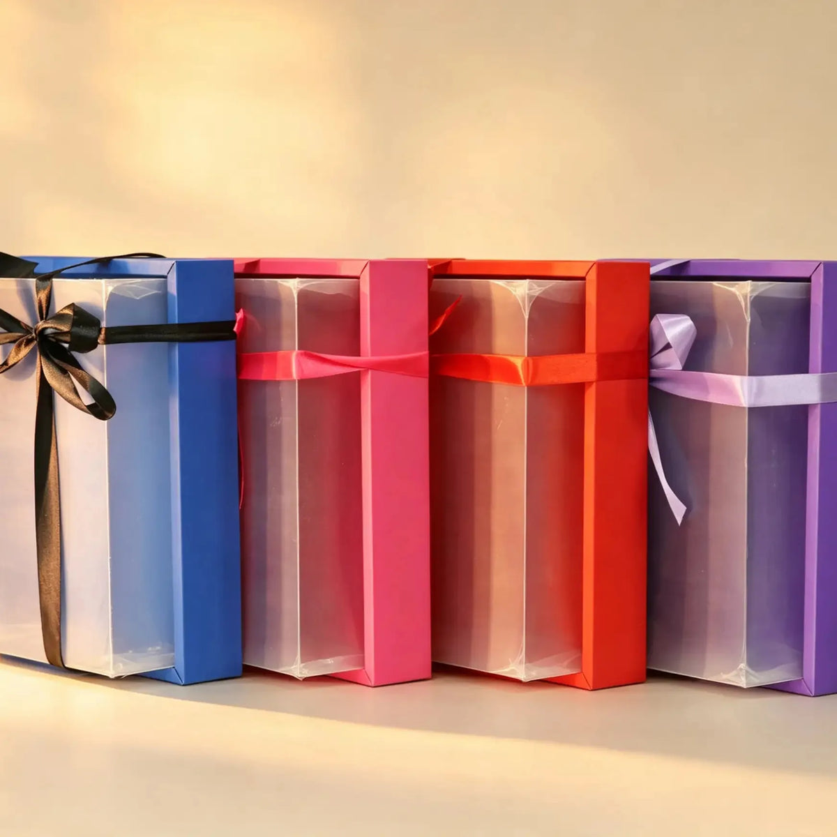 PVC Gift Box with Clear Window and Ribbon Bow - Black - view 2