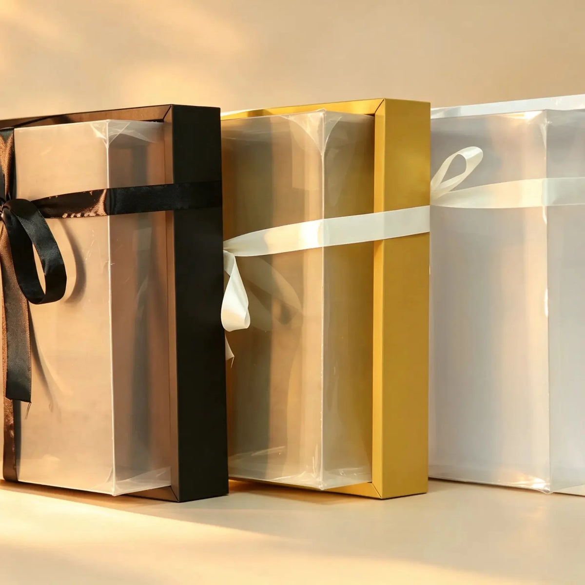 PVC Gift Box with Clear Window and Ribbon Bow - Black - view 3