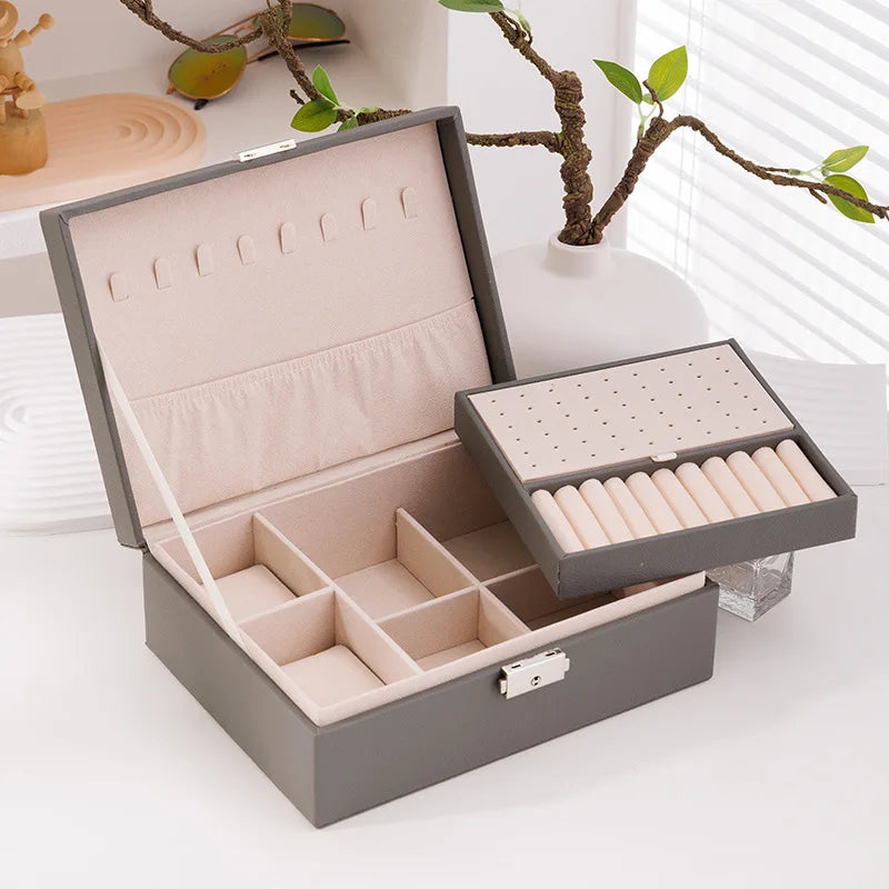 Premier Double Layer Storage Box Leather Jewelry Box