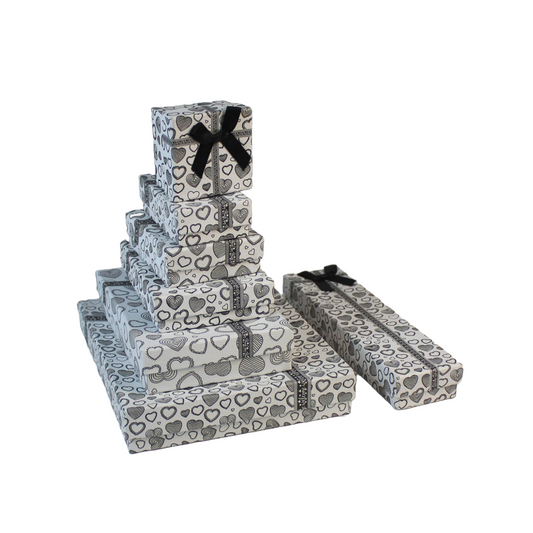 White Heart Thankyou Cardboard Jewelry Boxes