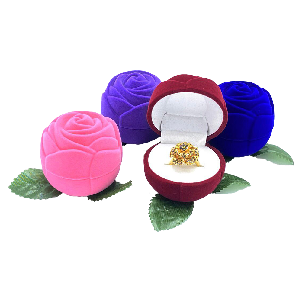 New Born Baby Velvet Rose Ring Boxes