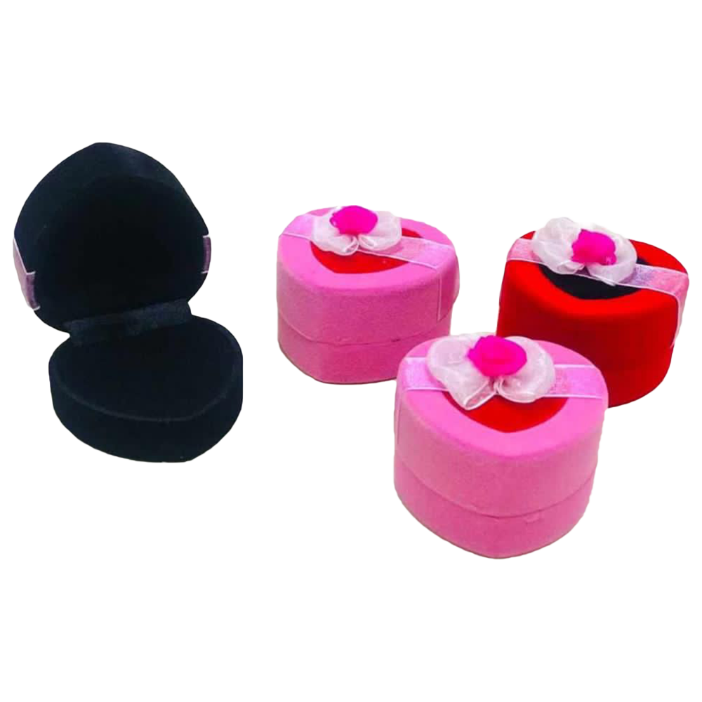 New Born Baby Velvet Heart Ring Boxes