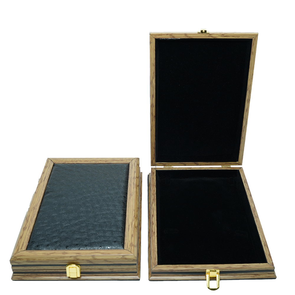 PVC Smooth Black Wooden Jewelry Boxes