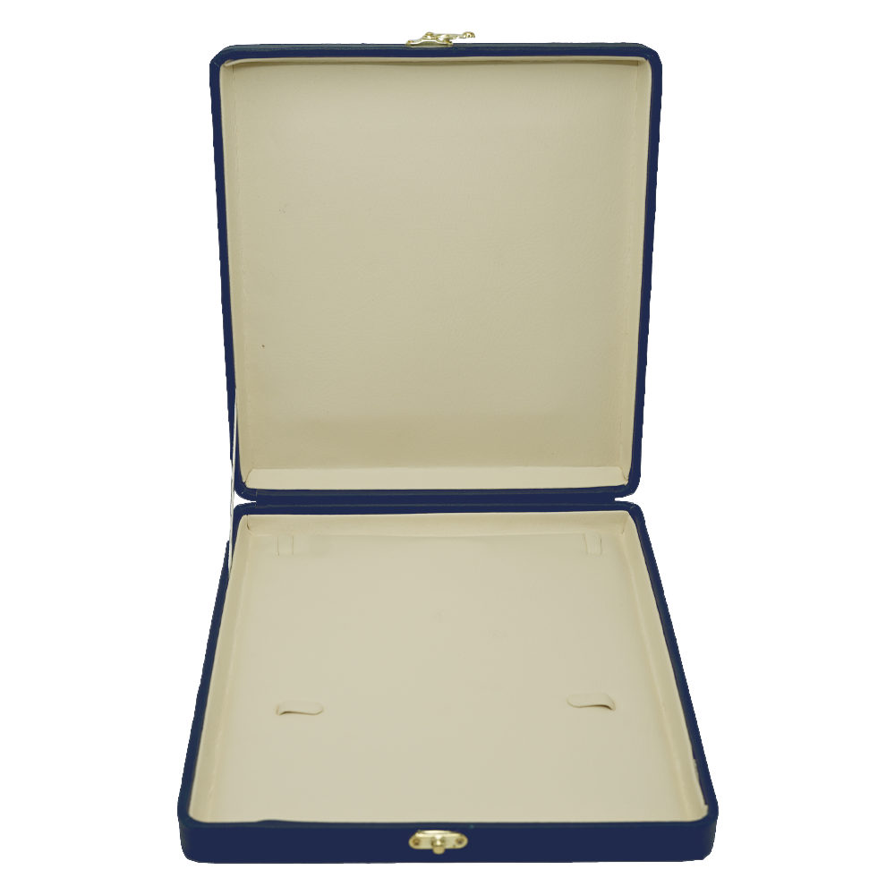 Blue Leather Stitched Top Jewelry Box