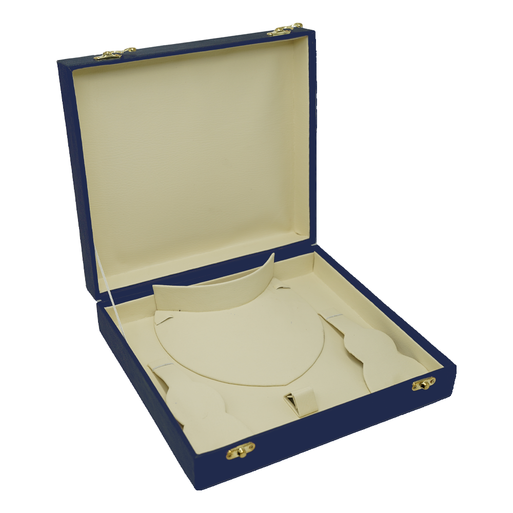 Blue Leather Stitched Top Jewelry Box