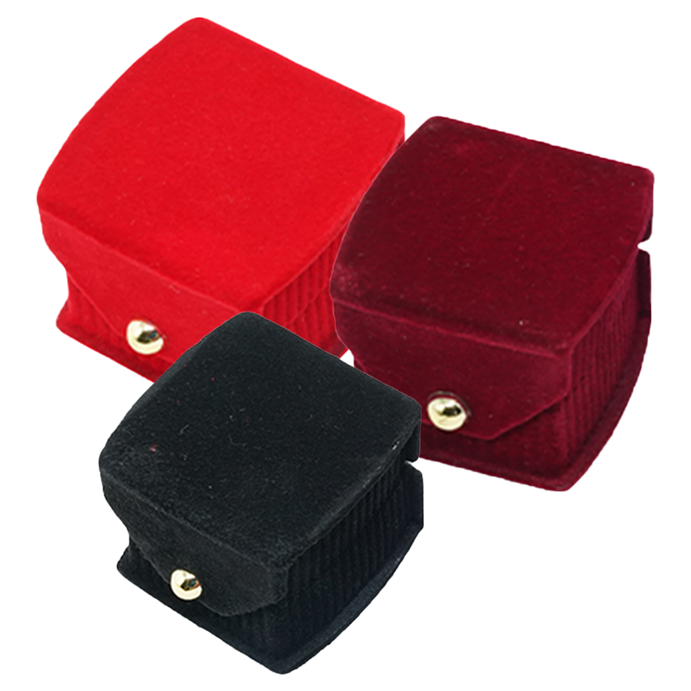 Three Colors Plain Button Ring Box
