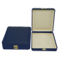Blue Leather Stitched Top Jewelry Box