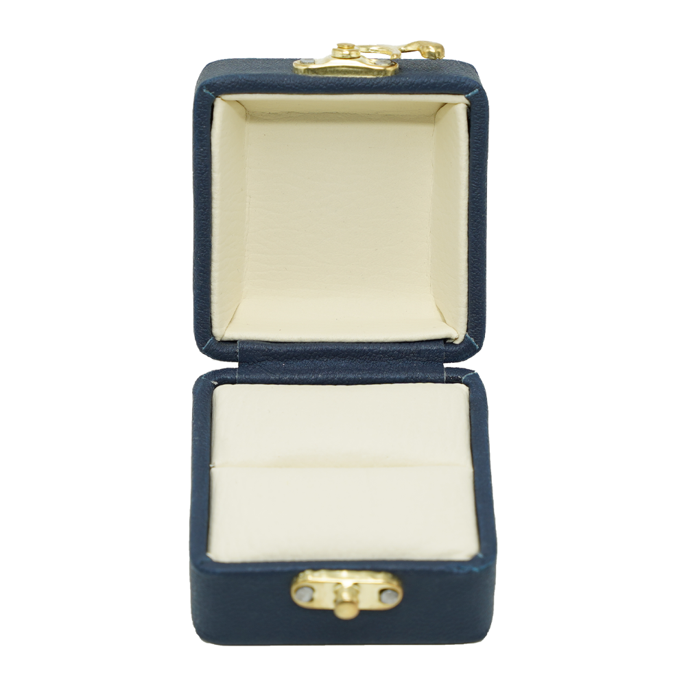 Blue Leather Stitched Top Jewelry Box