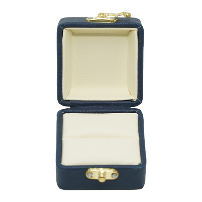 Blue Leather Stitched Top Jewelry Box