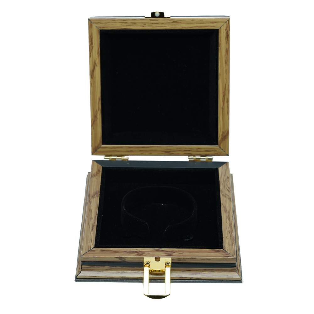 PVC Smooth Black Wooden Jewelry Boxes