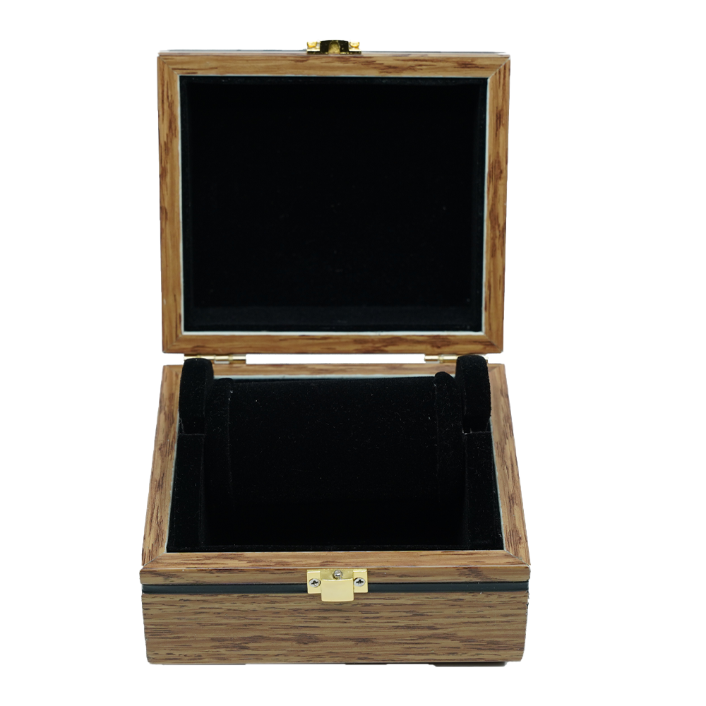 PVC Smooth Black Wooden Jewelry Boxes