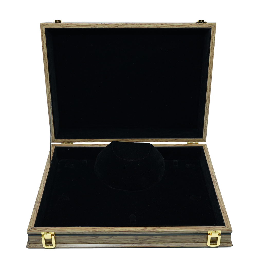 PVC Smooth Black Wooden Jewelry Boxes