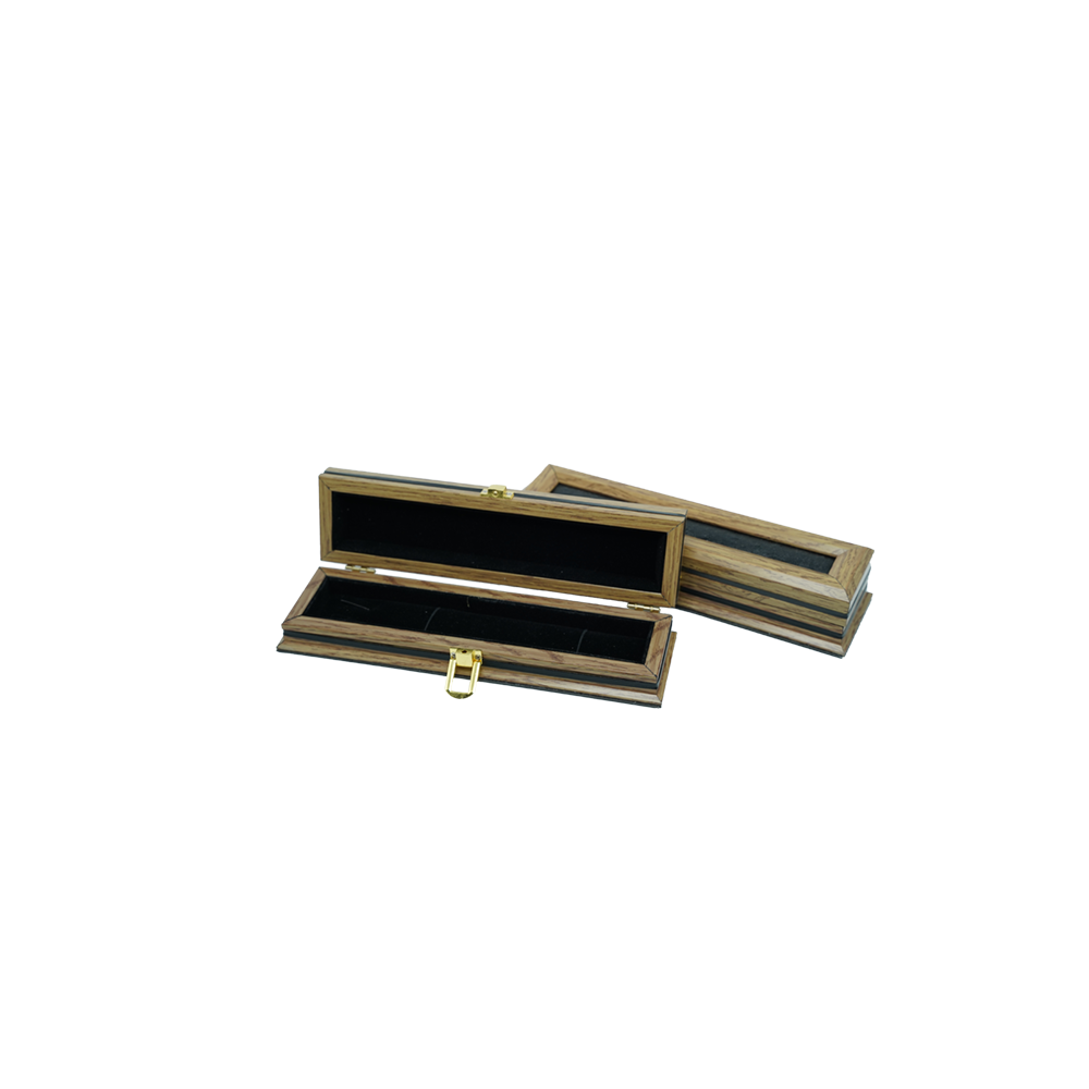 PVC Smooth Black Wooden Jewelry Boxes