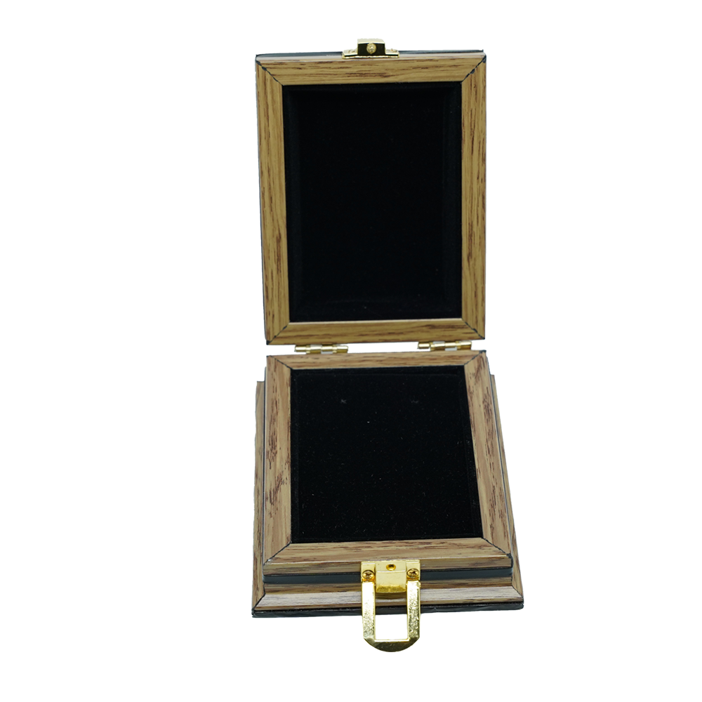 PVC Smooth Black Wooden Jewelry Boxes
