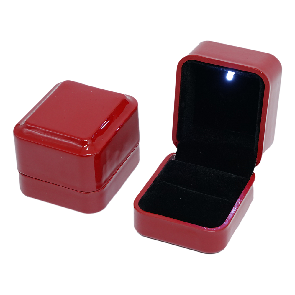 Multi Color Leatherette LED Light Round Edges Ring Box