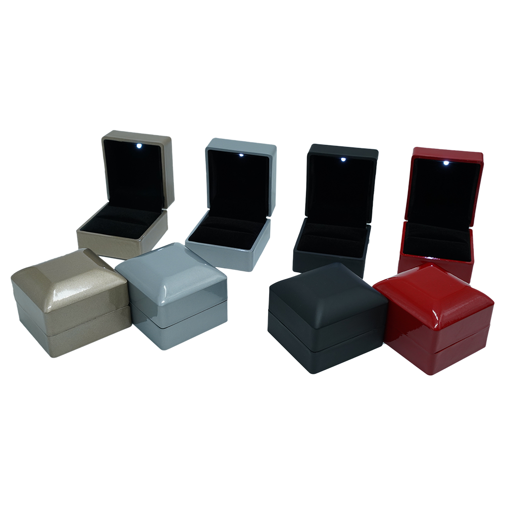 Multi Color Leatherette LED Light Square Edges Ring Box