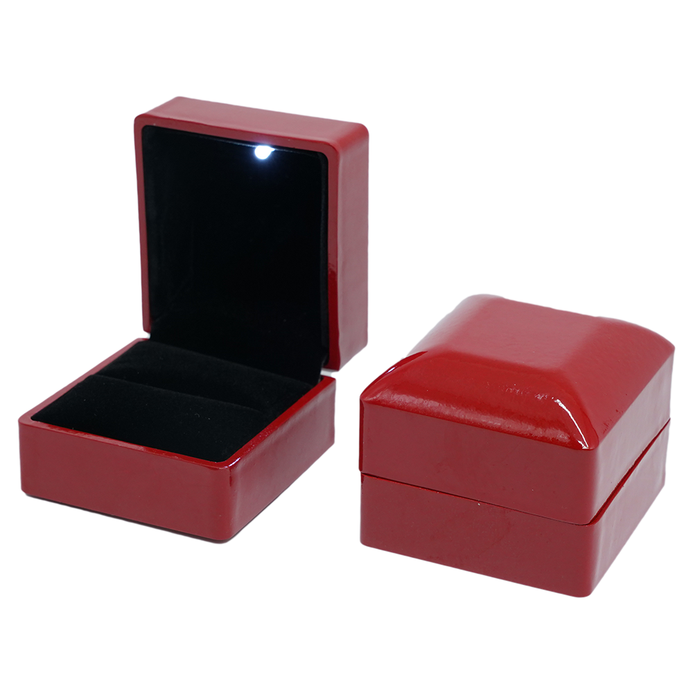 Multi Color Leatherette LED Light Square Edges Ring Box