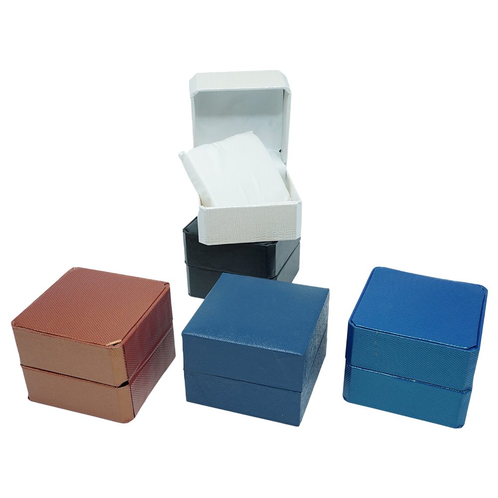 Multi Color Textured Leatherette Ring Jewelry Box