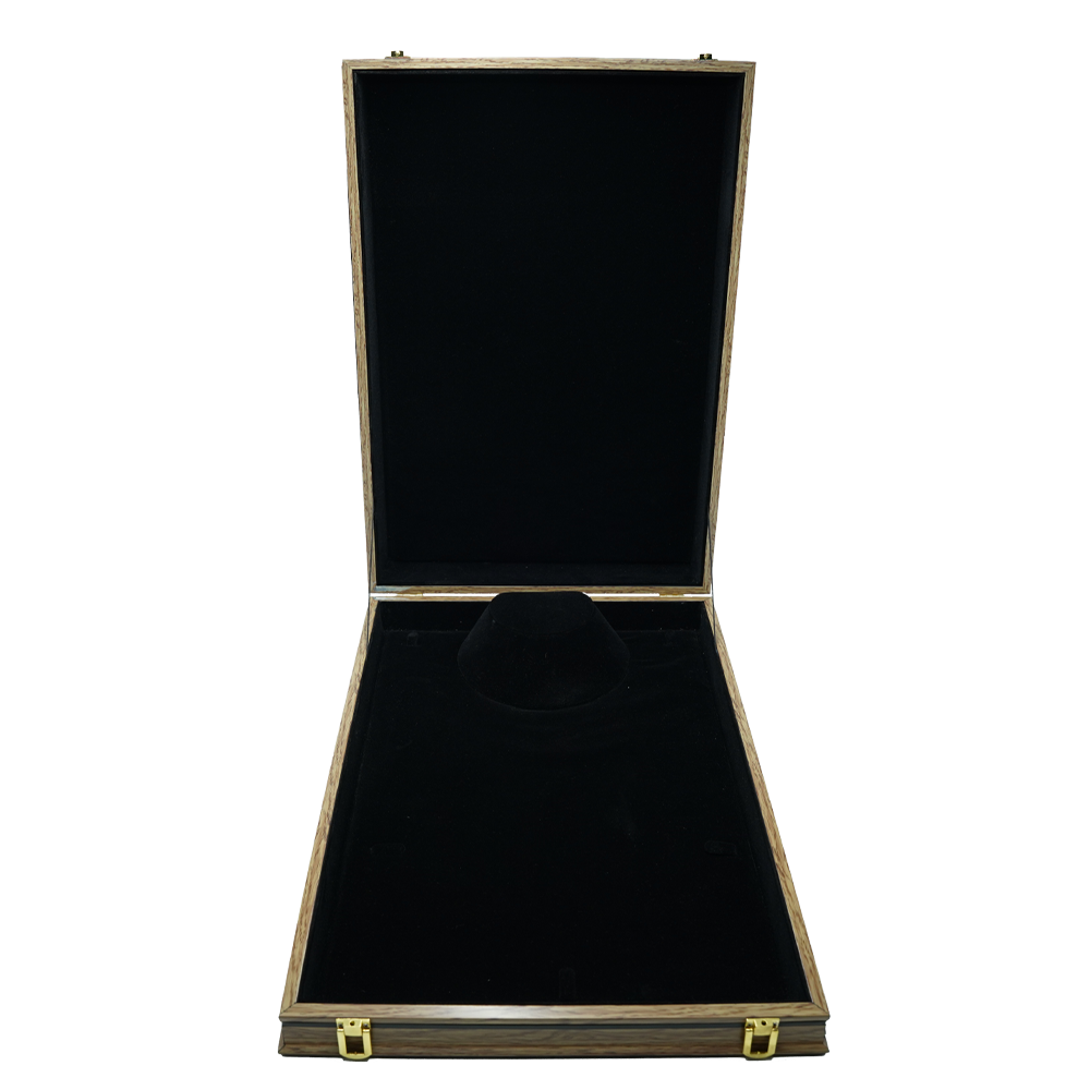PVC Smooth Black Wooden Jewelry Boxes