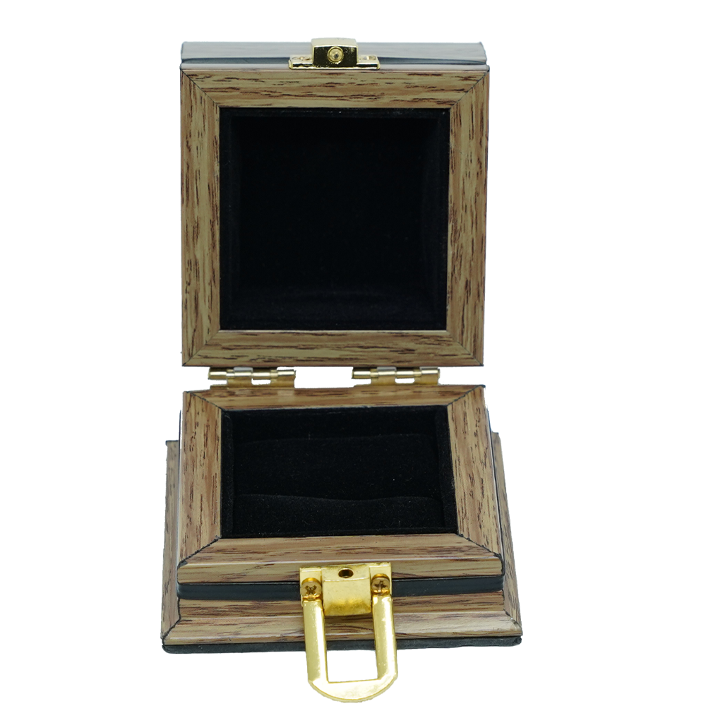 PVC Smooth Black Wooden Jewelry Boxes