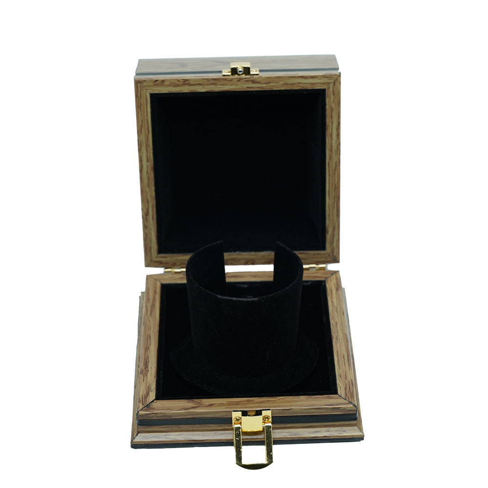 PVC Smooth Black Wooden Jewelry Boxes