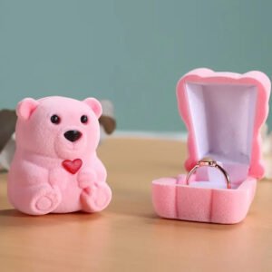 New Born Baby Velvet Teddy Bear Ring Box