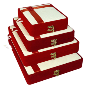 Leather & Velvet Red Flower Jewelry Boxes