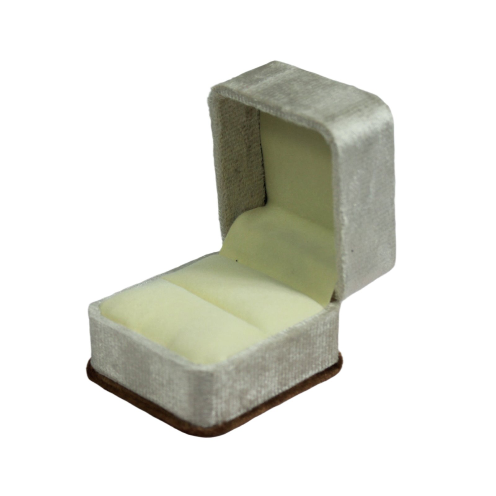 Gold Box White Velvet Ring Box with Colored Top - Image 2