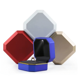 Imported LED Jewelry Ring Box Velvet Rubber