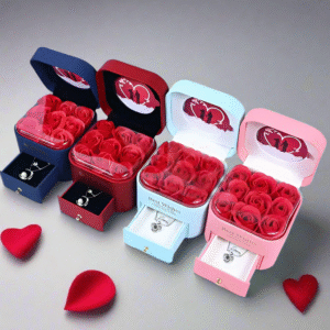 Luxury Gift Box Ring Earring Necklaces Organizer Jewelry Gift Packaging Romantic Eternal Rose Flower