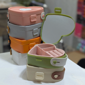 Multi Color Heart Mini Jewelry Organizer With Mirror