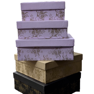 Top Bottom 3pcs Set Cardboard Box with Flower Design (Square)