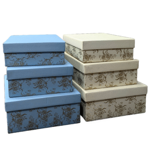 Top Bottom 3pcs Set Cardboard Box with Flower Design (Large)