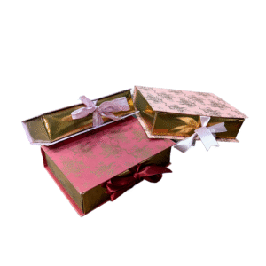 Cardboard Booklet Ribbon Gift Box with Flower Print