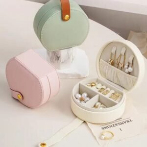 Fashionable Mini Handheld Jewelry Storage Box Round