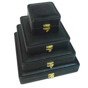 Black Leather Stitched Top Jewelry Boxes