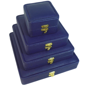 Blue Leather Stitched Top Jewelry Box